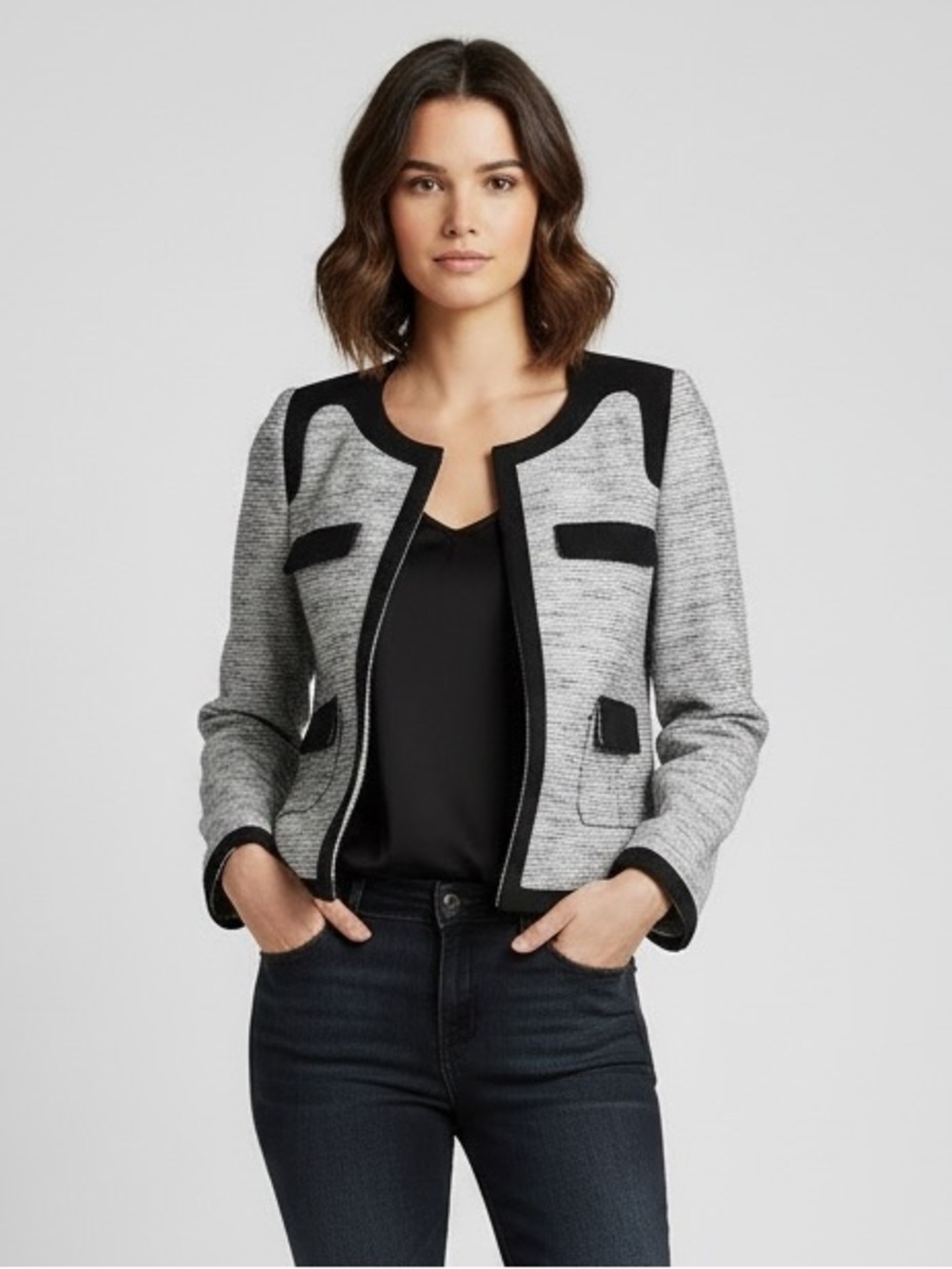 Avec Les Filles | Nordstrom Blue wool blend patterned blazer size me…